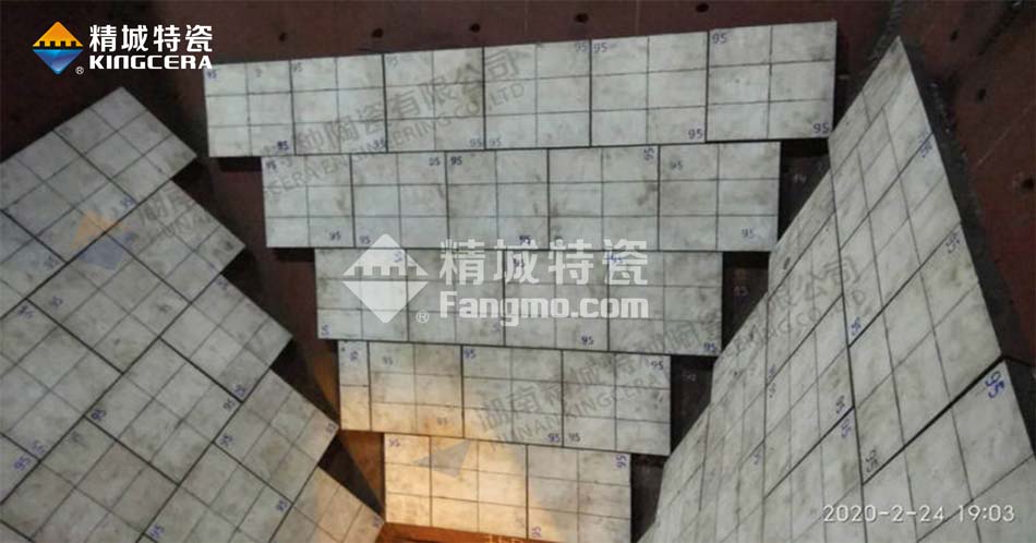 礦山集料斗安裝耐磨陶瓷襯板 礦山集料斗安裝耐磨陶瓷襯板